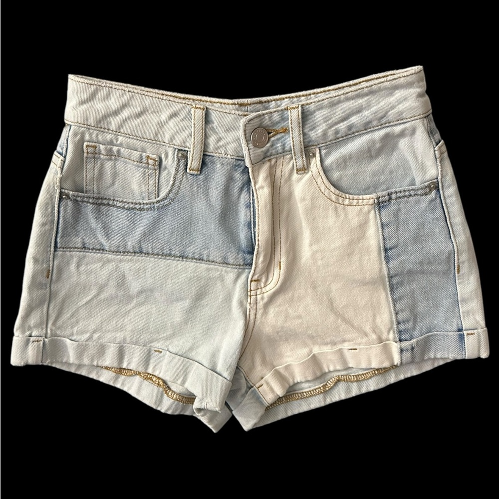 PacSun | Patch Denim Mom Shorts | Size 23 | Denim Patchwork | EUC